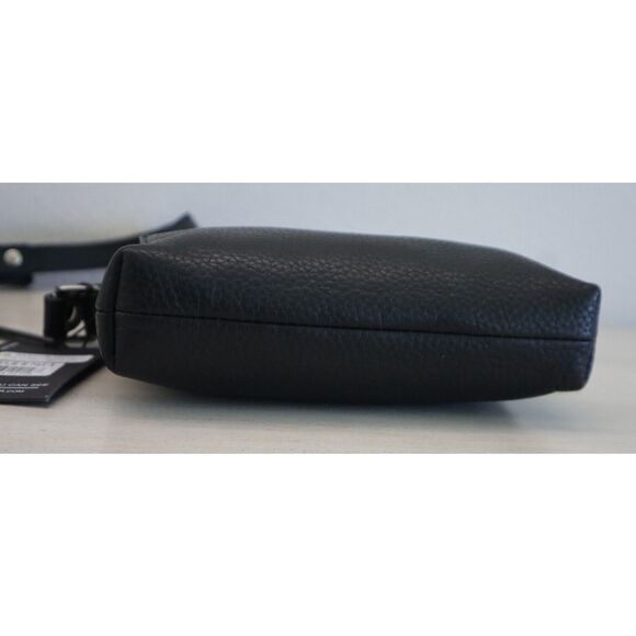KIKO 744-1 Black Pebbled Genuine Leather Simple Crossbody Purse Handbag - Picture 4 of 9
